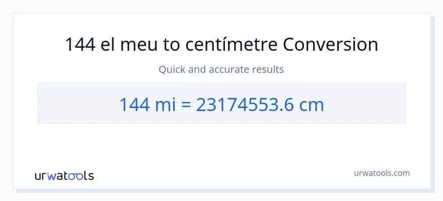 Conversió de 144 milles a Centímetres