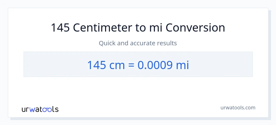 145 centimeters naar mijlen conversie