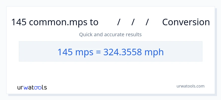 145 Meters Per Second ൽ നിന്ന് മണിക്കൂറിൽ മൈൽ ലേക്ക് പരിവർത്തനം