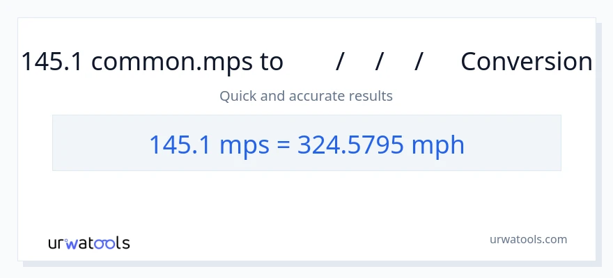 145.1 Meters Per Second ൽ നിന്ന് മണിക്കൂറിൽ മൈൽ ലേക്ക് പരിവർത്തനം