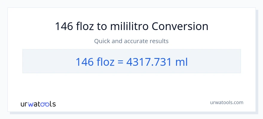 146 mga onsa ng likido patungong mga mililitro na conversion