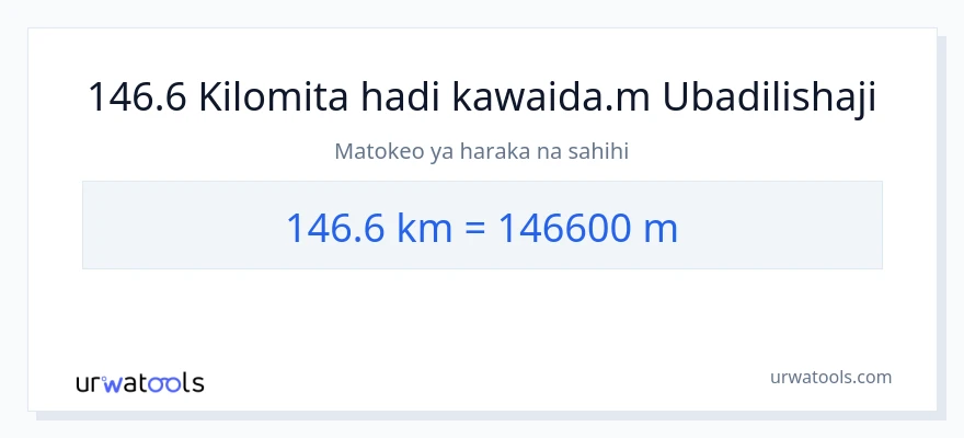 Ubadilishaji wa 146.6 kilomita hadi Mita