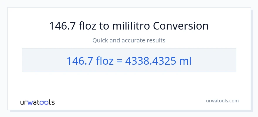 146.7 mga onsa ng likido patungong mga mililitro na conversion