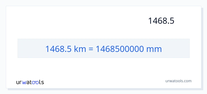 تبدیل 1468.5 کیلومتر به میلی‌متر
