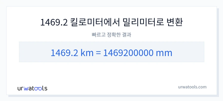 1469.2 킬로미터에서 밀리미터으로의 변환