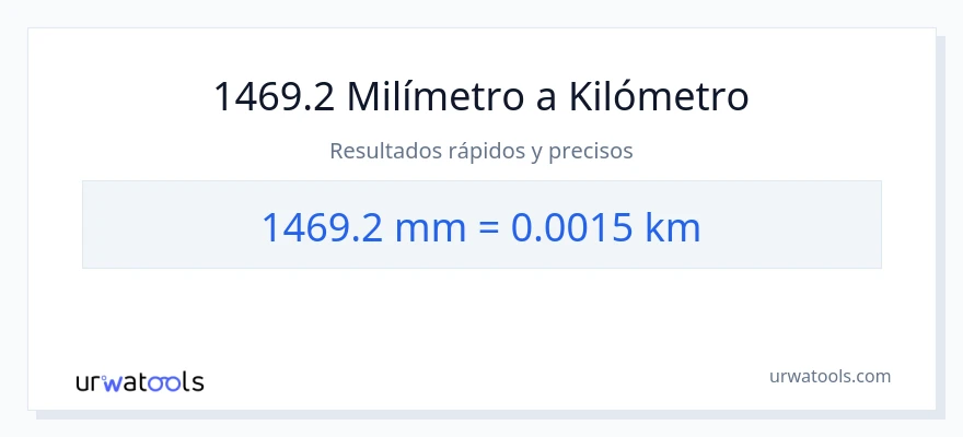 Conversión de 1469.2 milímetros a kilómetros