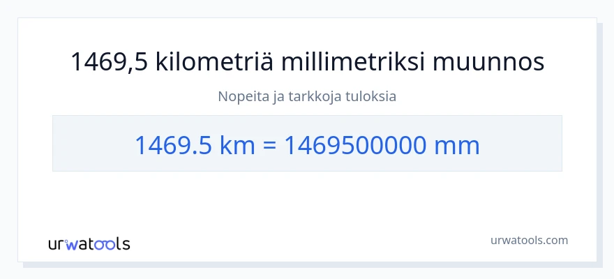 1469.5 kilometrejä - millimetrit muunnos