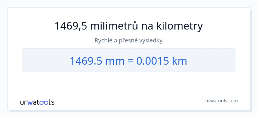 Konverze z milimetry na kilometry: 1469.5