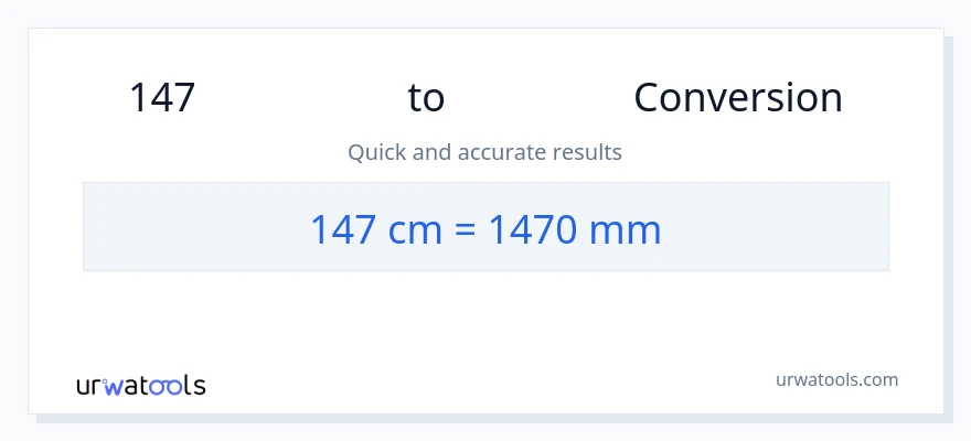 การแปลง 147 เซนติเมตร เป็น มิลลิเมตร
