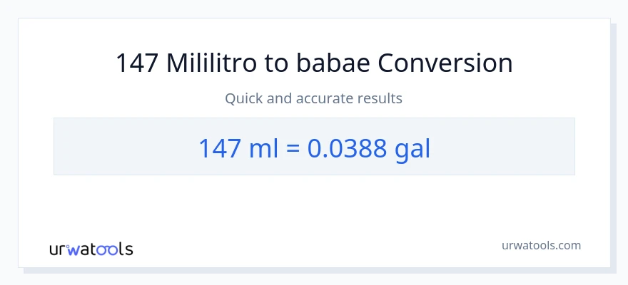 147 mga mililitro patungong Mga galon na conversion