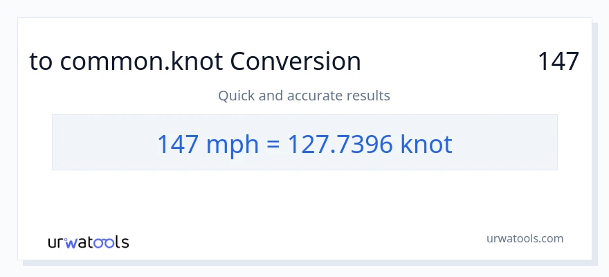 تبدیل 147 مایل در ساعت به Knots