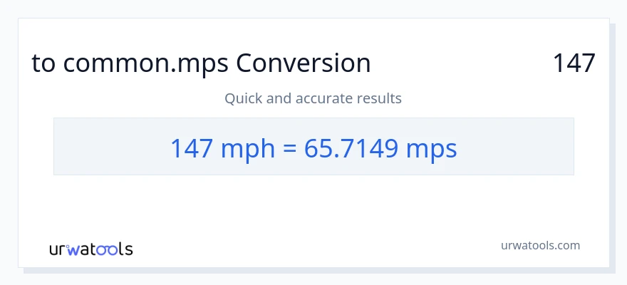 تبدیل 147 مایل در ساعت به Meters Per Second