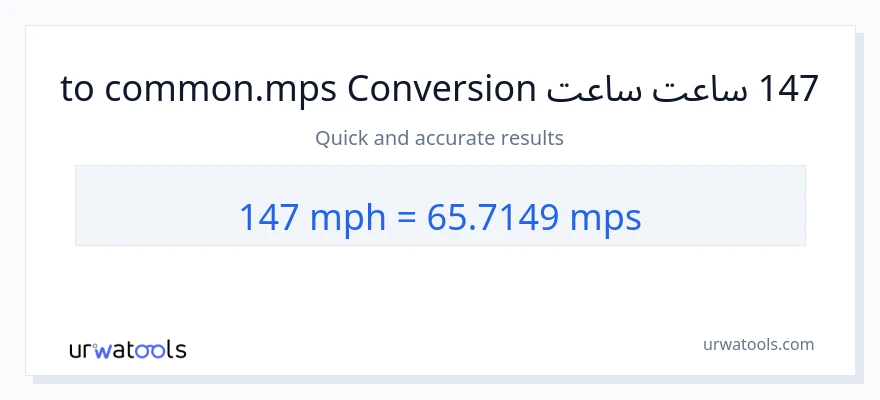 147 په ساعت کې میلونه ته Meters Per Second بدلون