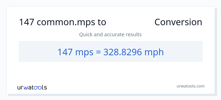 147 Meters Per Second ರಿಂದ ಗಂಟೆಗೆ ಮೈಲುಗಳು ಪರಿವರ್ತನೆ