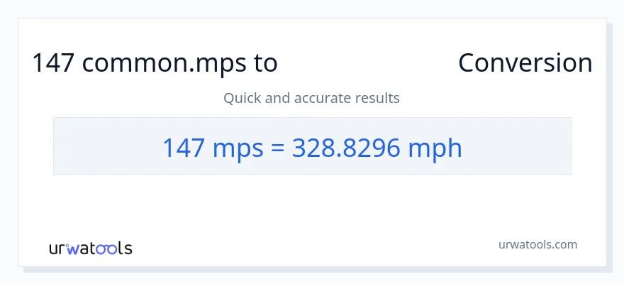 147 Meters Per Second سے میل فی گھنٹہ کی تبدیلی