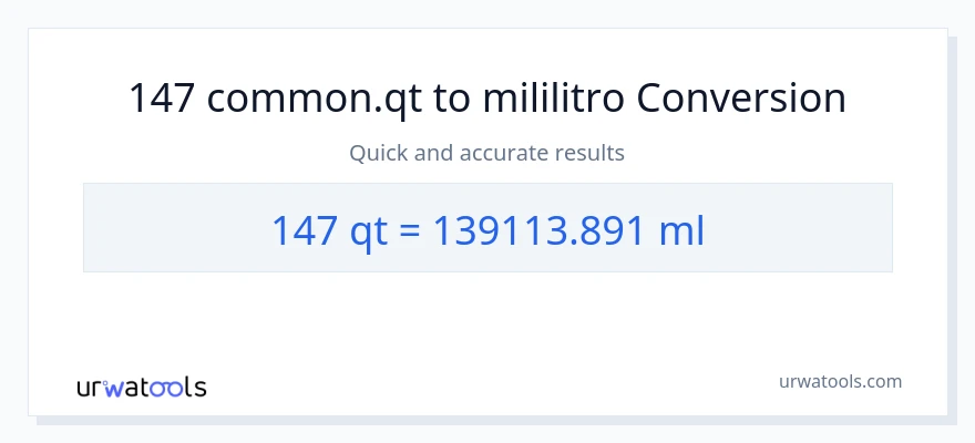 147 Quarts patungong mga mililitro na conversion