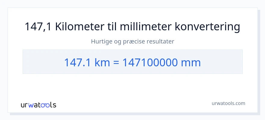 147.1 kilometer til millimeter konvertering
