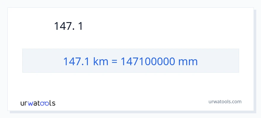 147.1 કિલોમીટર થી મિલીમીટર રૂપાંતર
