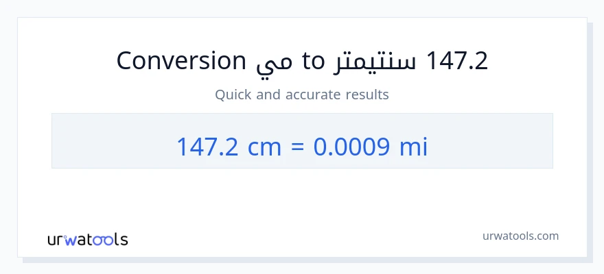 التحويل من 147.2 سنتيمترات إلى أميال