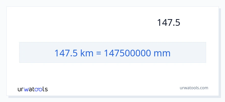 המרה של 147.5 קילומטרים ל- מילימטרים