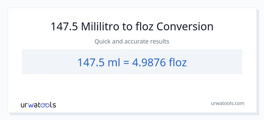 147.5 mga mililitro patungong mga onsa ng likido na conversion