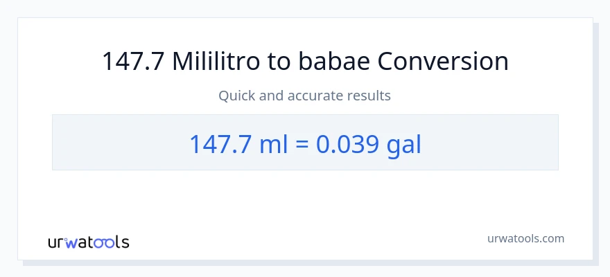 147.7 mga mililitro patungong Mga galon na conversion