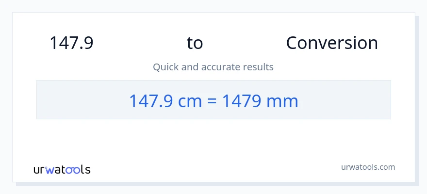 การแปลง 147.9 เซนติเมตร เป็น มิลลิเมตร