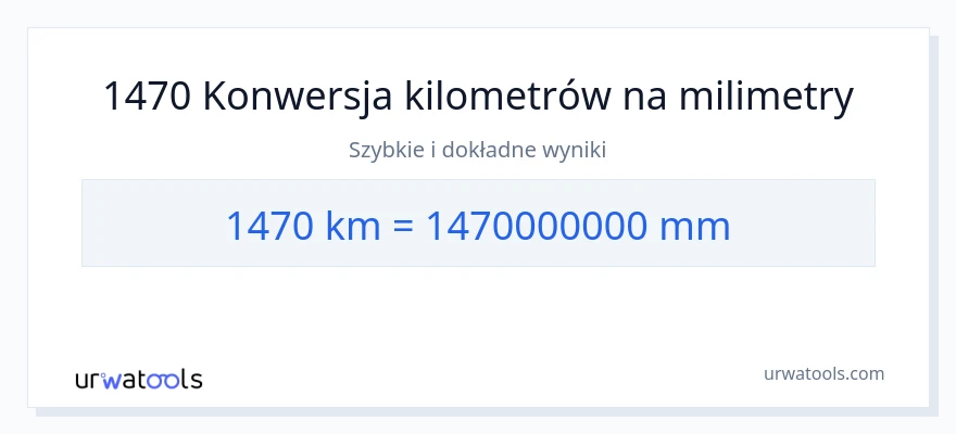 Konwersja 1470 kilometrów do milimetry