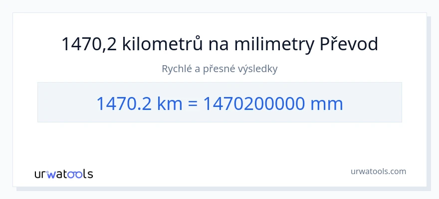 Konverze z kilometry na milimetry: 1470.2
