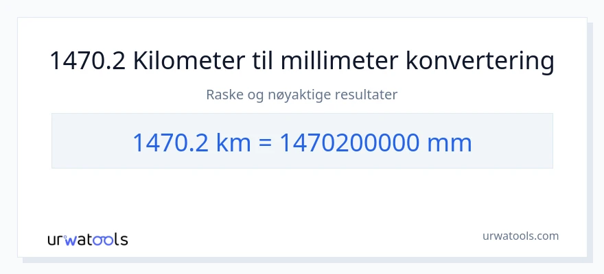1470.2 kilometer til millimeter konvertering