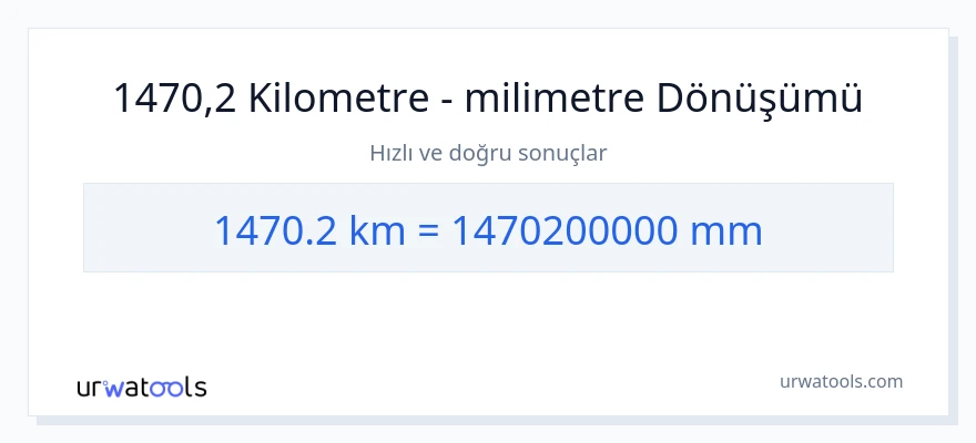 1470.2 kilometre'den milimetre'e dönüşüm