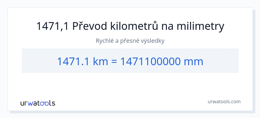 Konverze z kilometry na milimetry: 1471.1