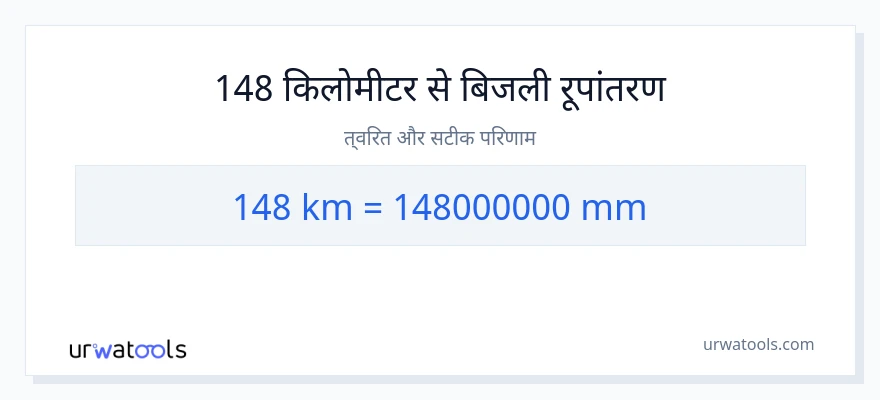 148 किलोमीटर से मिलीमीटर रूपांतरण