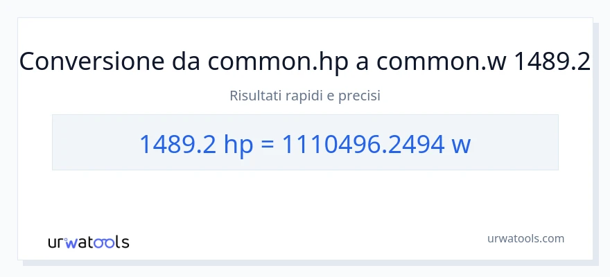 Conversione da 1489.2 potenza a watt