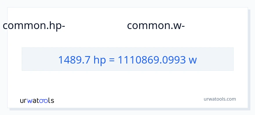 1489.7 കുതിരശക്തി ൽ നിന്ന് വാട്ട്സ് ലേക്ക് പരിവർത്തനം