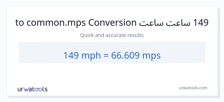 149 په ساعت کې میلونه ته Meters Per Second بدلون