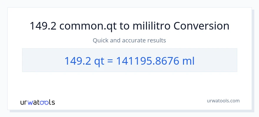 149.2 Quarts patungong mga mililitro na conversion