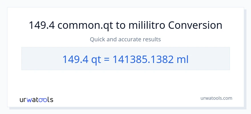 149.4 Quarts patungong mga mililitro na conversion