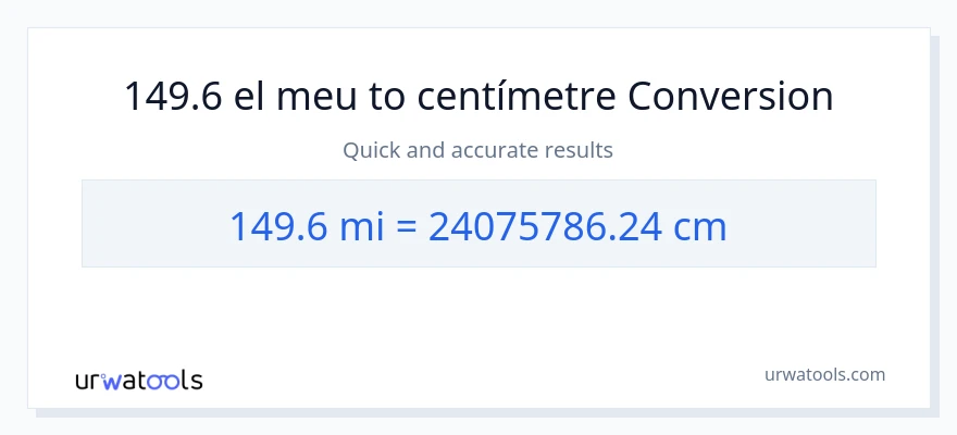Conversió de 149.6 milles a Centímetres