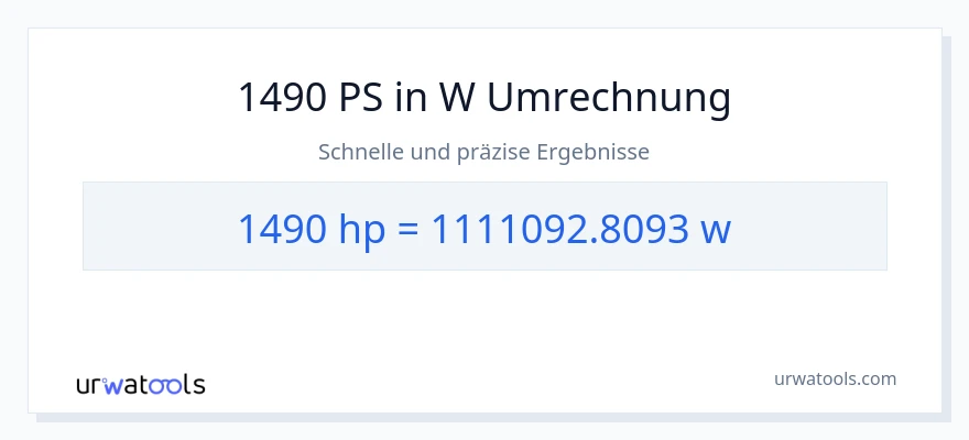 1490 PS zu Watt Umwandlung
