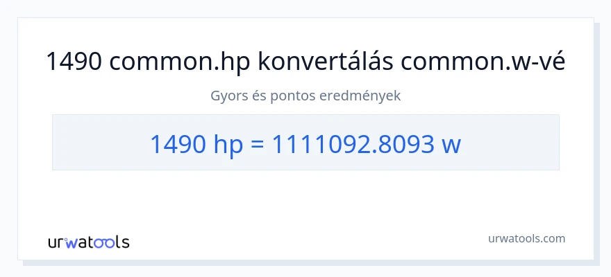 1490 lóerő - watt konverzió