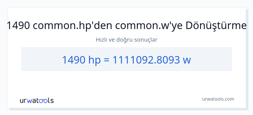 1490 beygir gücü'den watt'e dönüşüm