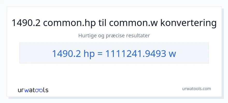 1490.2 hestekræfter til watt konvertering