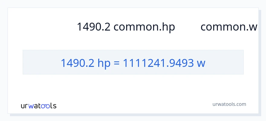 การแปลง 1490.2 แรงม้า เป็น วัตต์