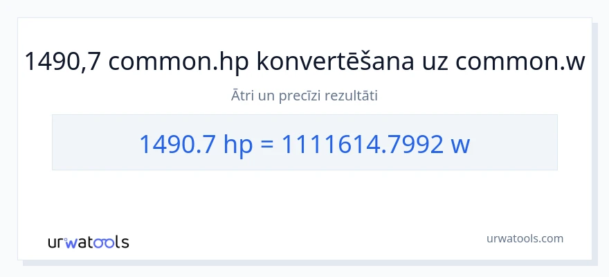 1490.7 zirgspēki uz vati konversiju