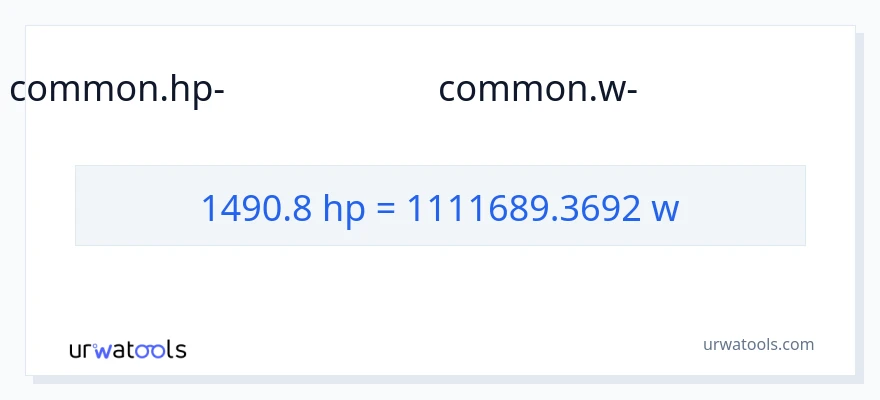 1490.8 കുതിരശക്തി ൽ നിന്ന് വാട്ട്സ് ലേക്ക് പരിവർത്തനം