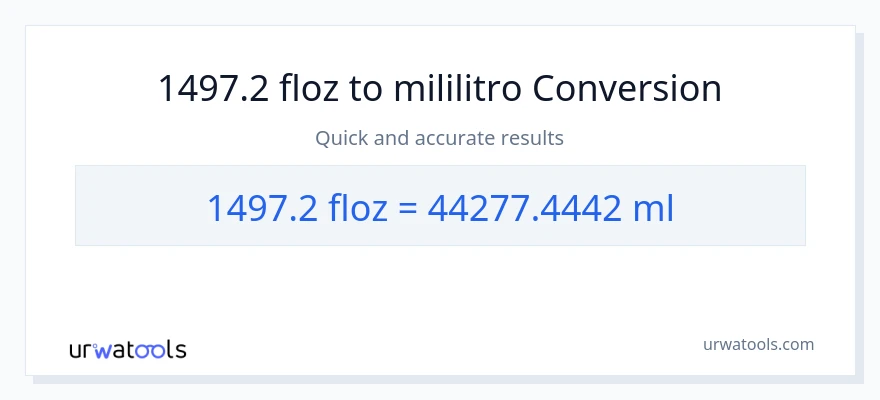 1497.2 mga onsa ng likido patungong mga mililitro na conversion
