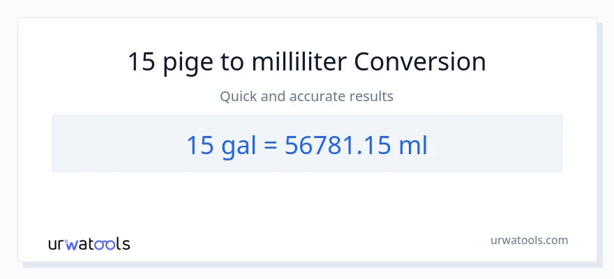 15 Galloner til milliliter konvertering