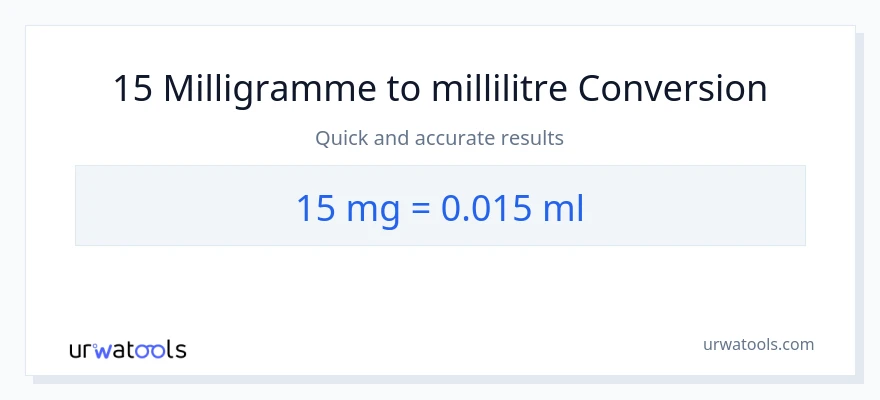 Conversion 15 milligrammes vers millilitres
