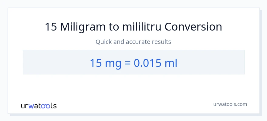 Conversie 15 miligrame la mililitri
